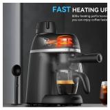 XIXUBX Coffee Machine, 3.5 Bar Espresso & Cappuccino Machine with Steam Wand, Compact Design Coffee Maker for Latte, Safety Lock & Tritan Cups, 800w, Black