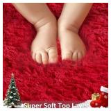 Ophanie Red Rugs for Bedroom Living Room, Fluffy Fuzzy Furry Carpet, Plush Soft Shaggy Bedside Indoor Floor 4x6 Area Rug for Kids Girls Boys Baby Teen Dorm Nursery Home Decor Aesthetic