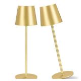 IMQSQIK 2 Pack Cordless Table Lamp, 5000mAh Portable Rechargeable LED Desk Lamp (Gold)