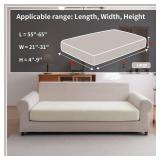 OHSIO Sectional Couch Covers, Wear Resistant Stretch Sofa Covers Washable Soft Couch Cushion Covers Anti Slip Furniture Protector Sofa Slipcovers for Pets (1 Piece Large Cover, Ivory)