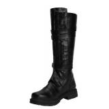 ACE SHOCK Mens Tall Boots Medieval Renaissance Pirate Cosplay Boot Halloween Costume Shoes (Style-A Black,9.5)