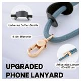 Golifyne Universal Phone Lanyard, Anti-Theft Crossbody Strap for iPhone 17 Pro Max and Most Smartphones, Adjustable Cell Phone Neck Holder w/ 2 Non-Adhesive Tether Tabs for Men and Women, Teal/Gold