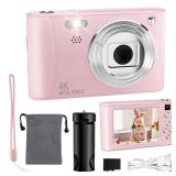 Upgrade Kids Selfie Camera, Christmas Birthday Gifts for Girls Age 3-12, HD Digital Video Cameras for Toddler, Portable Toy for 3 4 5 6 7 8 Year Old Girl with 32GB SD Card-Pink