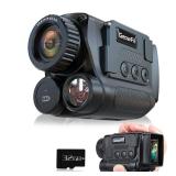 GeowFiiTech Night Vision Monocular, 4K Infrared Digital Night Vision Goggles with 850nm IR, 40M Photo & 4K Video, 984FT Range, 8X Zoom, Rechargeable Battery, 32GB Card for Hunting Camping Adventure