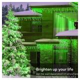 Hopolon 33FT 360L LED Christmas Icicle Lights Outdoor Waterproof,8 Modes Plug in Curtain String Lights with 60 Drops,Christmas Lights for Wedding,Party,Bedroom,Home,Garden,Wall Decorations(Green)