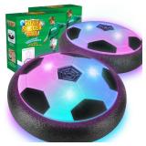 A2 Pack Hover Soccer Ball with 8 Pcs Batteries, Air Floating Soccer Toy with LED Lights and Foam Bumper, Indoor Games for Kids 4-8-12, Toys Gifts for 3 4 5 6 7 8 9 Year Old Boys Girls