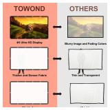 Projector Screen TOWOND 150 inch Projection Screen Indoor Outdoor Washable Anti-Crease 16:9 HD Rear Front Movies Screen for Home Theater Office
