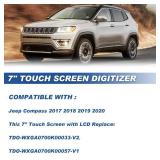 7\" uconnect Touch Screen Digitizer LCD Monitor Radio Navigation Compatible with Jeep Compass 2017 2018 2019 2020 Radio Navigation Replace # TDO-WXGA0700K00033-V2 TDO-WXGA0700K00057-V1
