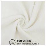 decorUhome Chenille Cream White Spring Throw Pillow Covers 20x20 Inch Set of 2, Decorative Soft Couch Pillow Covers Solid Dyed Accent Farmhouse Neutral Square Pillow Cases for Sofa