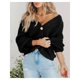 PRETTYGARDEN Womens Long Sleeve Cardigan Sweaters for Women Dressy, Button Down Soft Knitted Short Cardigans (Black,X-Large)