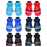 SATINIOR 6 Pairs Kids Winter Snow Mittens Gloves Waterproof Toddler Children Warm Baby Ski Gloves for Cold Weather(6-12 Years,Classic Color)