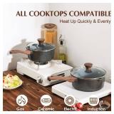 SENSARTE Nonstick Saucepan with Lid, 1.5 Quarts Small Pot with Swiss Granite Coating, Stay-cool Handle, Multipurpose Handy Sauce Pot Small Kitchen Cooking Pot, Induction Comptable, PFOA Free