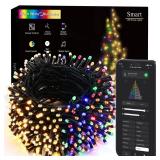BrizLabs Smart Christmas Lights, 180FT 500 LED Color Changing Christmas Lights with APP/Voice Control, Warm White & Multicolor Xmas Fairy Lights Music Sync Tree Lights Dimmable for Indoor Outdoor Home
