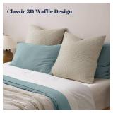 PHF Ultra Soft Waffle Weave Euro Shams Pillow Covers, No Filling, 2 Pack 26\" x 26\" Bed Cushion Covers, Breathable & Skin-Friendly Bed Pillow Shams for Stylish Home Decor, Light Khaki/Linen