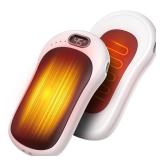 Hand Warmers Rechargeable,2 Pack Double Sided Heating Warmer That Surrounds Warmth for Palm and Fingers,Magnetic Electric Handwarmers 10000mAh with Adjustable Temp,Winter Gifts for Men and Women