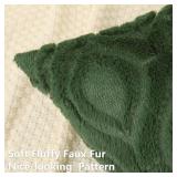 decorUhome Spring Throw Pillow Covers 18x18 Inch Set of 2, Soft Plush Faux Wool Forest Elf Solid Couch Pillow Covers, Accent Farmhouse Neutral Square Pillow Cases for Sofa Bed Living Room