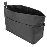 Time Wing Handbag Tote Purse Organizer Insert Bag Liner Shaper Divider Zipper 11 Pockets Compartments Medium Dark Grey