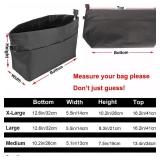 Time Wing Handbag Tote Purse Organizer Insert Bag Liner Shaper Divider Zipper 11 Pockets Compartments Medium Dark Grey