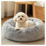 JOLLYVOGUE Dog & Cat Bed, Calming Anti-Anxiety Pet Bed for Small Dogs, Fluffy Donut Cushion for Small and Medium Pets (20\")
