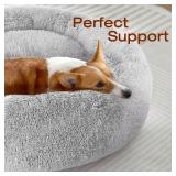 JOLLYVOGUE Dog & Cat Bed, Calming Anti-Anxiety Pet Bed for Small Dogs, Fluffy Donut Cushion for Small and Medium Pets (20\")