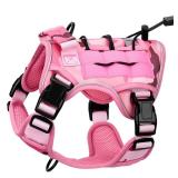 Heavy-Duty Tactical Dog Harness for Large Dogs, No Pull Adjustable Reflective Pet Vest with Molle System, K9 Military-Grade Control for Service Training, Outdoor & 10+ Breeds, Pink Camo, Small