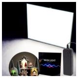 Flexible Led Panel,Electroluminescent Panel Sheet EL Tape Cuttable Soft for Mask Eye Cosplay Party Decor DIY-Continuous/Slow Flash/Fast Strobe 10x10cm white