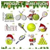 24 Pcs Christmas Sport Ball Ornaments Christmas Wooden Sports Ball Ornaments Set Soccer Basketball Baseball Football Volleyball Tennis Pendant for Home Party Xmas Tree Decor(Tennis)