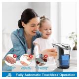 PZOTRUF Automatic Soap Dispenser, Touchless Dish Soap Dispenser 17oz/500ml with Infrared Sensor, 5 Adjustable Soap Levels, Liquid Dispenser for Bathroom Kitchen (Silver)
