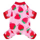 Dog Pajamas Soft Lightweight Dog Onesies Outfit Clothes for Small Medium Large Puppy Pjs for Pet Boys Girls Dogs Cats (M (Back: 12\",Chest: 16\", Neck:10.2\"), Strawberry)