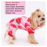 Dog Pajamas Soft Lightweight Dog Onesies Outfit Clothes for Small Medium Large Puppy Pjs for Pet Boys Girls Dogs Cats (M (Back: 12\",Chest: 16\", Neck:10.2\"), Strawberry)