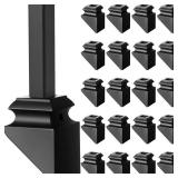 24 Pack Iron Baluster Shoes Square Iron Balusters Wrought Spindles for Staircase Slant Shoes with Screw for Use with 1/2 Inch, Satin Black