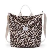 KALIDI Corduroy Tote Bag, Large Messenger Bag Shoulder Hobo Crossbody Zipper Bag Casual Work Shopping Women Leopard