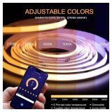 AUZIWE CCT COB LED Strip Light 9.84ft, Tunable White Warm White to Cool White LED Strip, 608LEDs/M DC24V Tape Light, CRI90+, Bluetooth App Control, Dimmable Strips for Bedroom, Office, DIY Lighting.