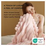 Bedsure Pink Throw Blanket for Couch - Super GentleSoft Cozy Blankets for Women, Cute Small Fleece Throws for Girls,50x60 Inches, Wider Striped Designï¼Pink Christmas Decor