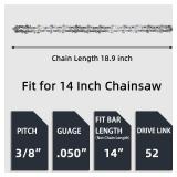 2 Pack 14 Inch Chainsaw Chain 52 Drive Links, .050\" Gauge, 3/8\" LP pitch, 14-Inch Replacement Chainsaw Chains Fits Craftsman, Echo, Poulan, Ryobi, Worx and More