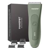 MANSPOT Manscape Hair Finishing Trimmers, Pubic Hair Trimmer for Men and Women, Electric Ball Trimmer Pubic Shaver,Hypoallergenic Ceramic Blade Heads,Waterproof Wet/Dry Groin Shaver,20 Times Usage