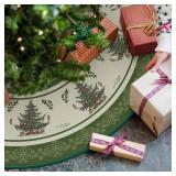 AVOIN colorlife Ornaments Christmas Tree Skirt 36 Inch, Winter Holiday Tree Mat Decoration Green