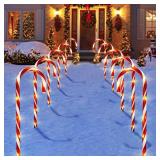 Bstge Christmas Decorations Outdoor, 10 Pcs Candy Cane Lights, 21
