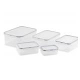 Brooklyn Steel Nested Snap Lid Food Storage Containers - Rectangular - 5 Containers - Grey