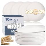 Wrova Wheat Straw Plates - 10 Inch Unbreakable Dinner Plates Set of 8 - Dishwasher & Microwave Safe Plastic Plates Reusable for kitchen and camping (White)