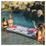 GoPong Pool Lounge Beer Pong Inflatable with Social Floating, White