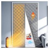 MAGZO Magnetic Thermal Insulated Door Curtain Fits Door Size 72\" x 80\", Oxford Cloth Strong Magnets Sliding Entrance Insulation, Thicken Cotton Winter Entrance Cover to Keep Cold Out, Gray