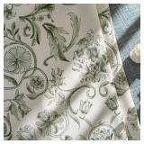 jinchan Floral Blackout Curtains for Bedroom Living Room 96 Inches Length Farmhouse Curtains Room Darkening Vintage Drapes Traditional Rod Pocket Window Treatment 2 Panels Set Sage Green on Beige