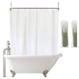 YISURE White Shower Curtain for Clawfoot Tub, 180x70 Wrap Around Liner with Magnets, PEVA Extra Wide Bathtub Curtain for Bathroom Vintage Freestanding Tub, Include Stainless Metal Hooks