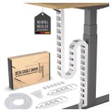 Ultimate Setup Under Desk Cable Management Vertebrae - Perfect for Sit Stand Desk - White, 133 cm