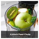 AMZCHEF Cold Press Juicer, Juicers Machines - Wide Mouth & Large Feed Chute for Whole Fruits & Vegetables, Stainless Steel Slow Masticating Juice Easy to Clean, Large Auger, Double Strainers