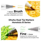 Ohuhu Refillable 320 Colors Alcohol Markers Brush Tip- Double Tipped Alcohol-based Art Sketch Marker Set for Artist Adults Coloring Illustration - Honolulu B of Ohuhu Markers -Brush & Fine Dual Tips