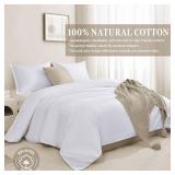 Colourful Snail 100-Percent Cotton Duvet Cover Set, Hidden Zipper Closure, Ultra Soft, Durable and Fade Resistant, Queen/Full, White (Comforter Not Included)