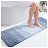 OLANLY Bathroom Runner Rugs 47x17, Extra Soft Absorbent Microfiber Bath Rugs, Rubber Backing, Quick Dry, Machine Washable Bath Mats for Bathroom Floor, Tub and Shower, Home Decor Accessories, Blue