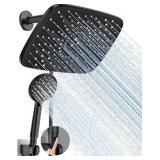 Veken 11.8 Inch Rain Shower Head with Handheld- High Pressure Dual Shower Heads with 5 Modes Handheld Spray Combo- Wide Rainfall Showerhead with Hose, Bathroom Accessories, Matte Black